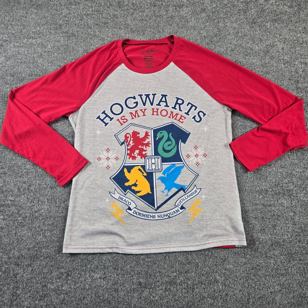 Briefly Stated Harry Potter Shirt Mens Medium Red Grey Hogwarts Crest